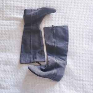 Nine West grey suede hidden wedge knee boots